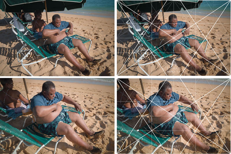 Street Photography and Ricoh GR III-3-Waikiki Hawaii-_T002021-guy-putting-on-shirt-with-grid