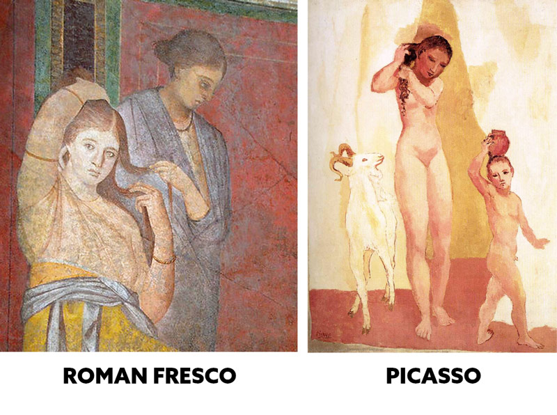 Did Picasso Steal From Ancient Romans-Pablo-picasso-and-roman-fresco-hair-play