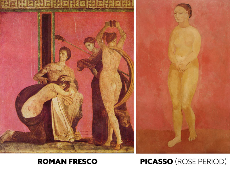 Did Picasso Steal From Ancient Romans-Roman_fresco_-Pompeii-vs-Picasso-Rose-period