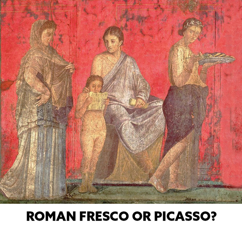 Did Picasso Steal From Ancient Romans-Roman_fresco_Pompeii-or-Picasso