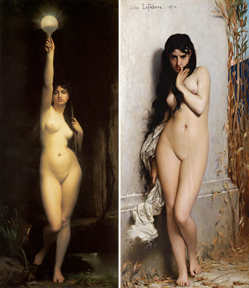 Nudity in Art-Michelangelo and More-Jules Joseph Lefebvre-comparison-1
