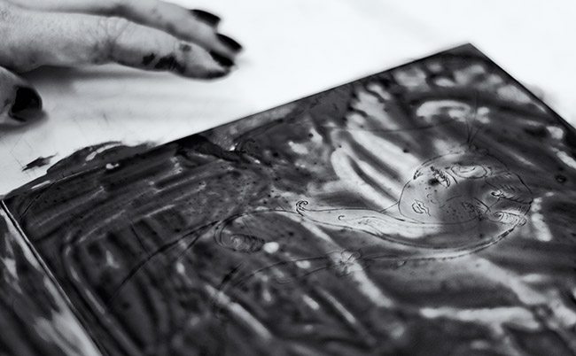 Yael Pouffary printmaking process-photos by tavis leaf glover-2013-IMG_5351