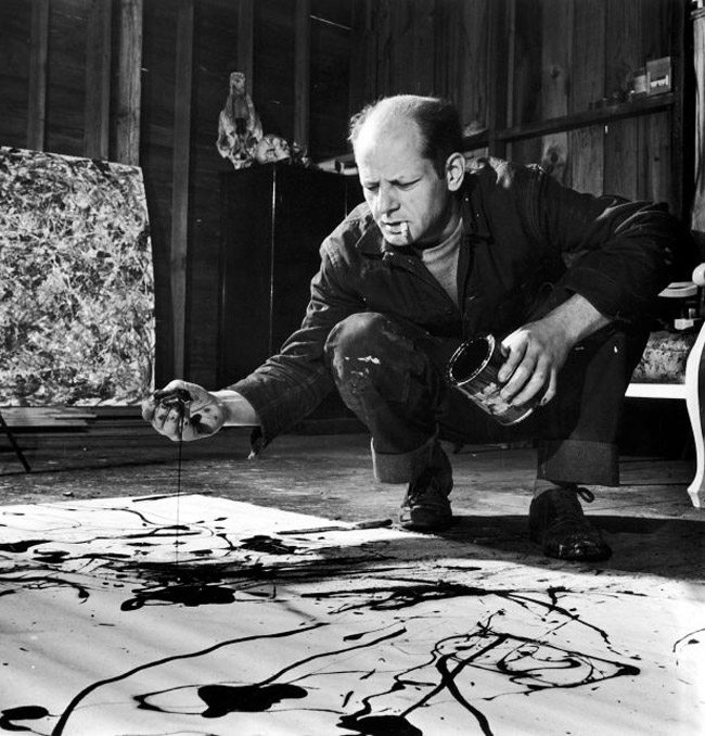 Jackson-Pollock-slop-painting-with-cigarette