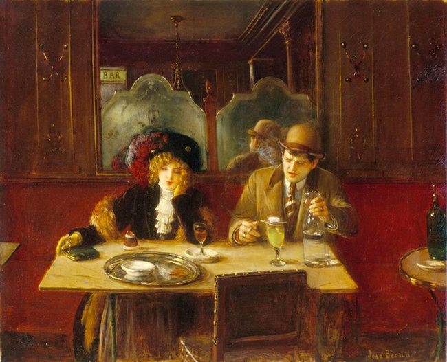 Mastering Composition with Absinthe Paintings006absinthe cafe jean beraud 1909